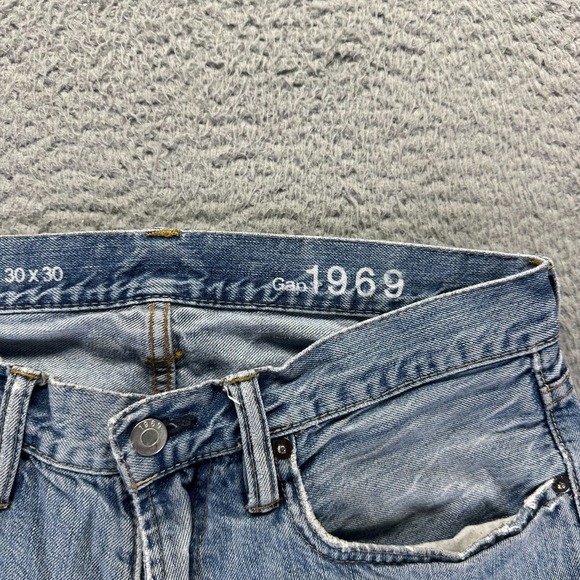 Vintage Gap 1969 Jeans Mens 30x30 Blue Cotton Denim Straight Leg Workwear Faded - Picture 4 of 11